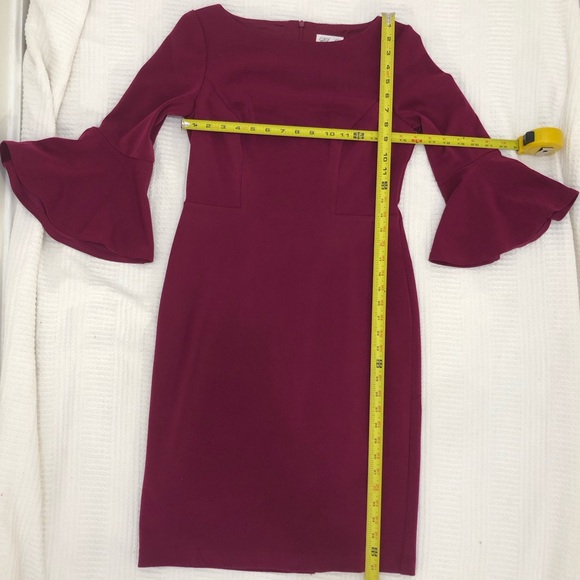 Eliza J Fuchsia Plum‎ Bell Sleeve Midi Sheath Dress. Size 6 - Picture 14 of 16